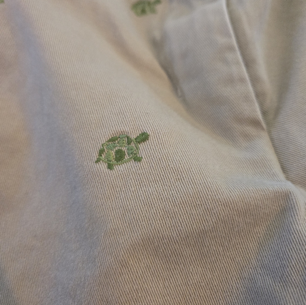 J. Crew Khaki Chino Shorts Beachy Turtle Embroidered Size 4 - Picture 9 of 9
